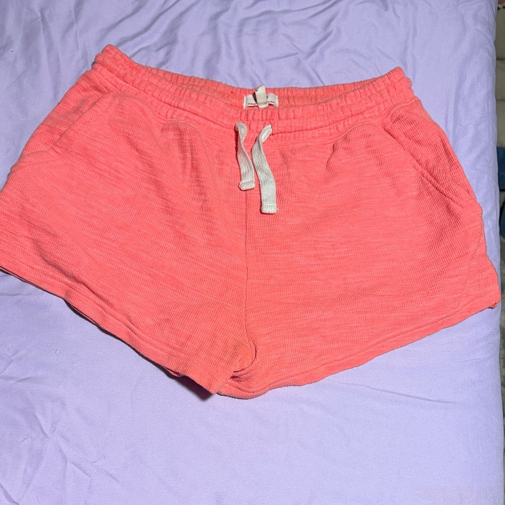 aerie Coral Drawstring Athletic Lounge Shorts